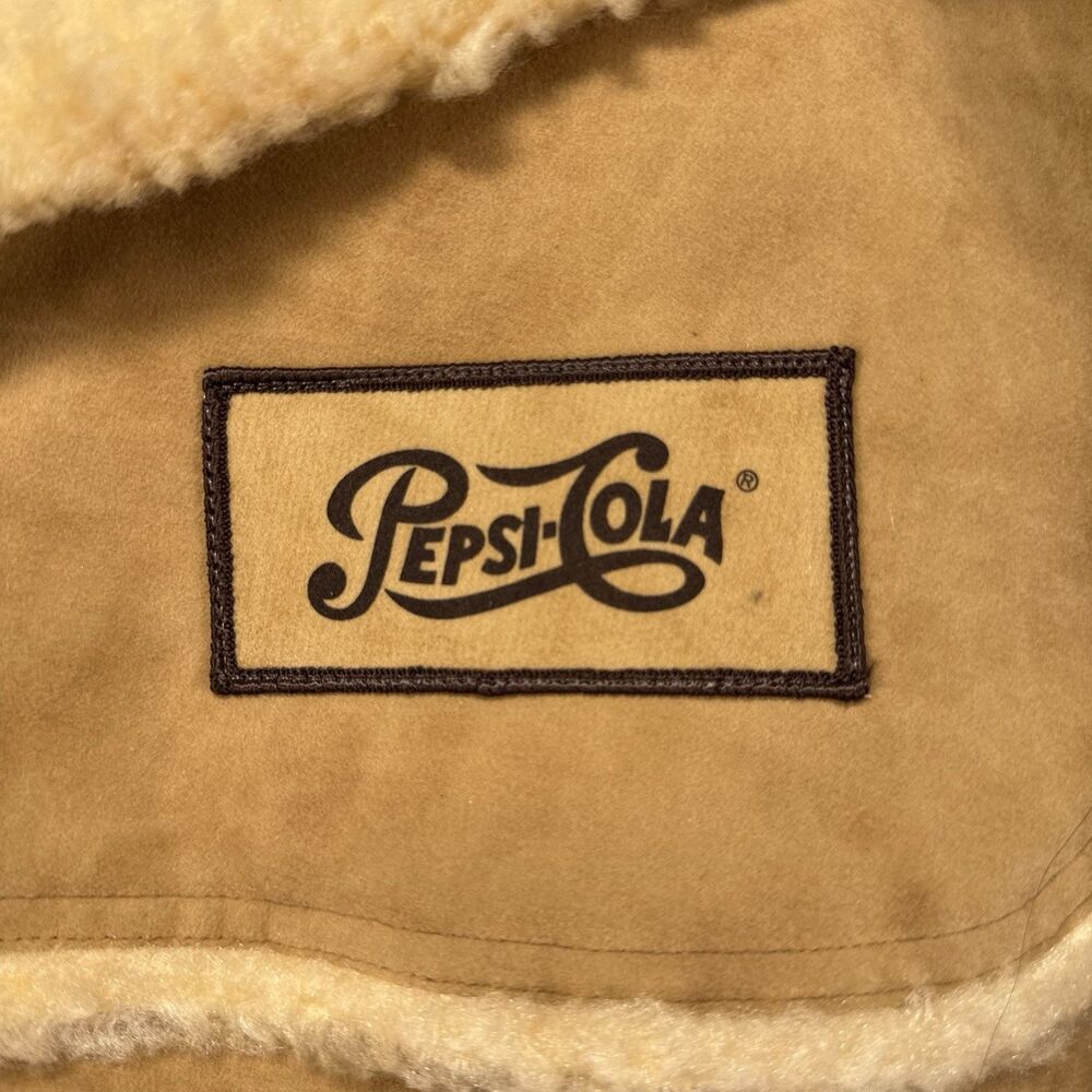Vintage Pepsi Cola Swingster Sherpa Work Jacket XL Tan USA Quaker State - Picture 3 of 7